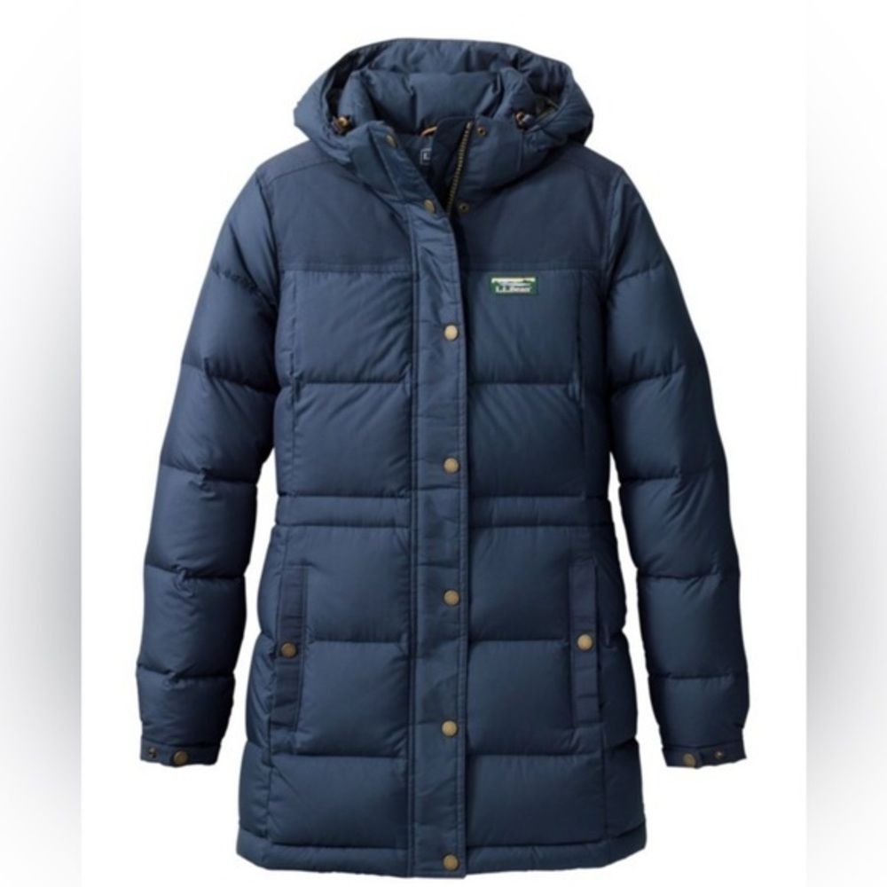 L.L. Bean women's Mountain Classic Down Parka Puffer Jacket navy blue sz XS